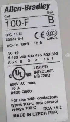 Allen Bradley 100-F / B Contact Block Loc4E6