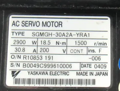 USED YASKAWA ELECTRIC SGMGH-30A2A-YRA1