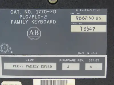 Allen Bradley 966260 05 HMI Family Keyboard Rev J Ser B 1770-FD PLC/PLC-2