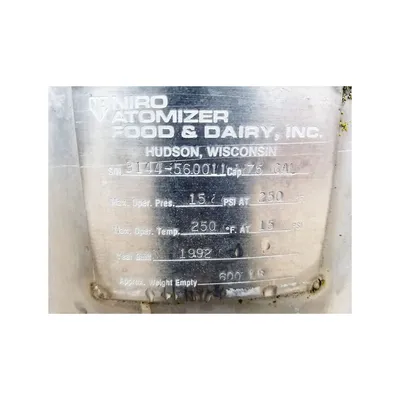 Used 75 Gallon Stainless Steel Wall-Insulated Coil Heat/Cool Tank