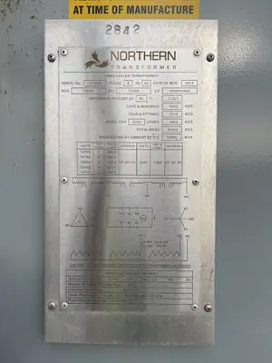 10,000 kVA KNAN Sealed Oil Transformer, 13800 pri. volts, 4160Y/2402 sec. volts
