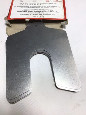 Precision Brand Stainless Slotted Shim .025 Gauge 5″x5″ Size D 1-5/8″ Slot Size