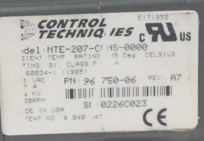USED CONTROL TECHNIQUES NTE-207-CONS-0000 SERVO MOTOR W/ THOMSON 32-617952-C268