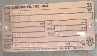NEW SEW EURODRIVE KAF47AD2P GEARBOX RATIO 15.86