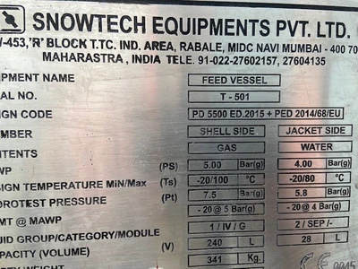 240L S/S JKTD Vertical Pressure vessels