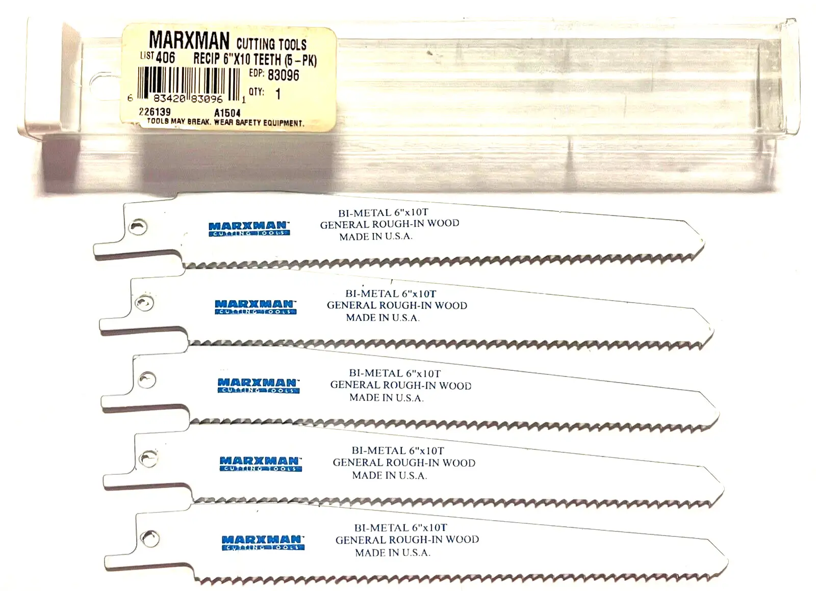 Marxman 6" Heavy Duty Cobalt Bi-Metal Reciprocating Saw Blades 10tpi 5 Pack USA