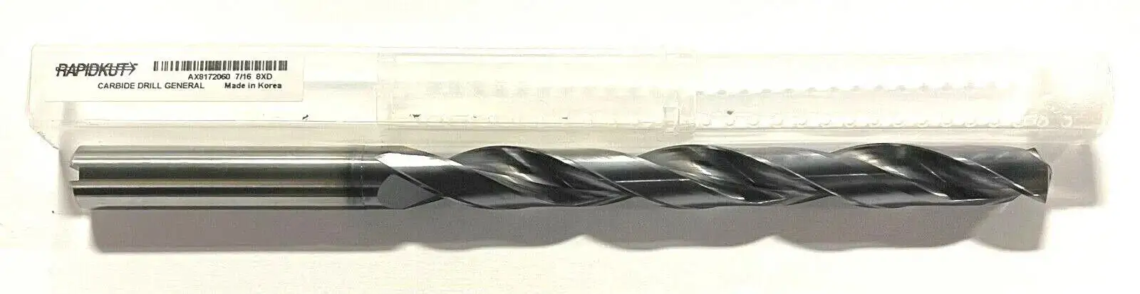 RapidKut 7/16" Solid Carbide Drill Drill 8xD TiAlN Coolant Thru 140° Point