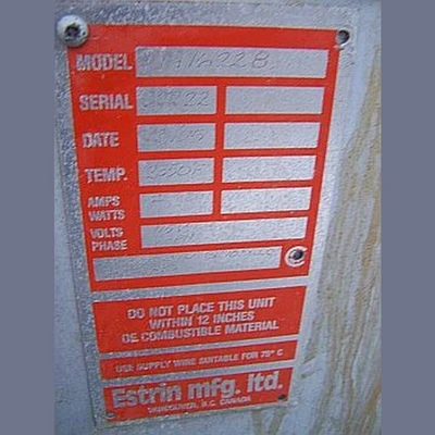 Estrin gas fired assay furnace. Model GA16228. Comes with electronic temperature controls.