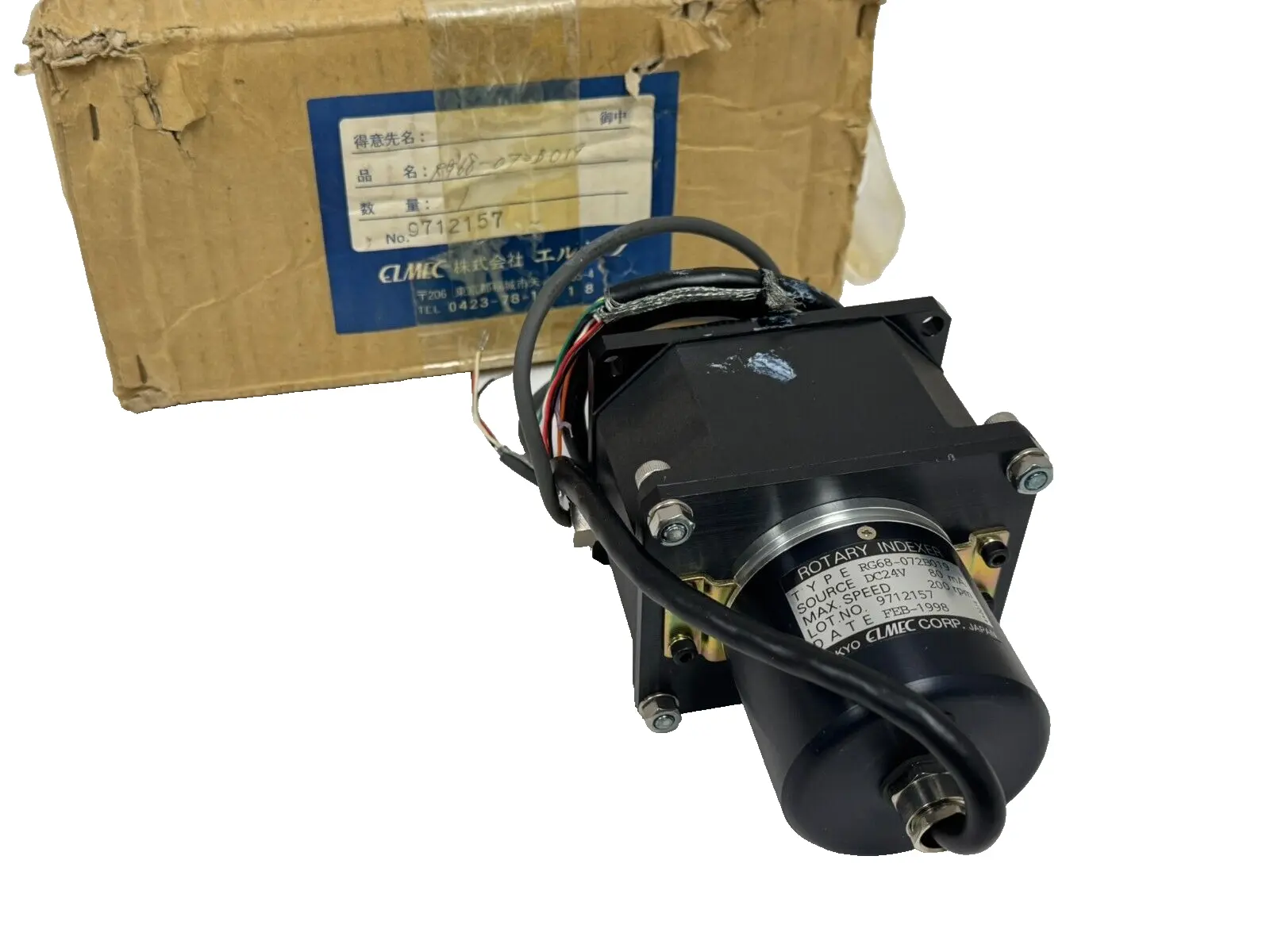 NEW ELMEC CORP. RG68-072B019 ROTARY INDEXER 24VDC 80mA 200RPM RG68072B019