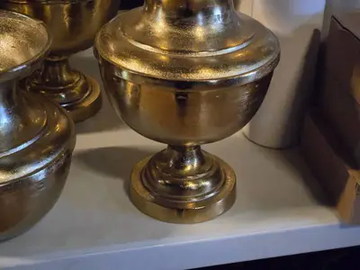 Lot of (2) Aluminum Decorative Table Vase 9" x 14"