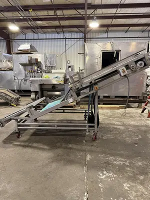 FOOD PROCESS AUTOMATION 48IN WIDE BELT INCLINE CONVEYOR WITH LOMA METAL DETECTOR