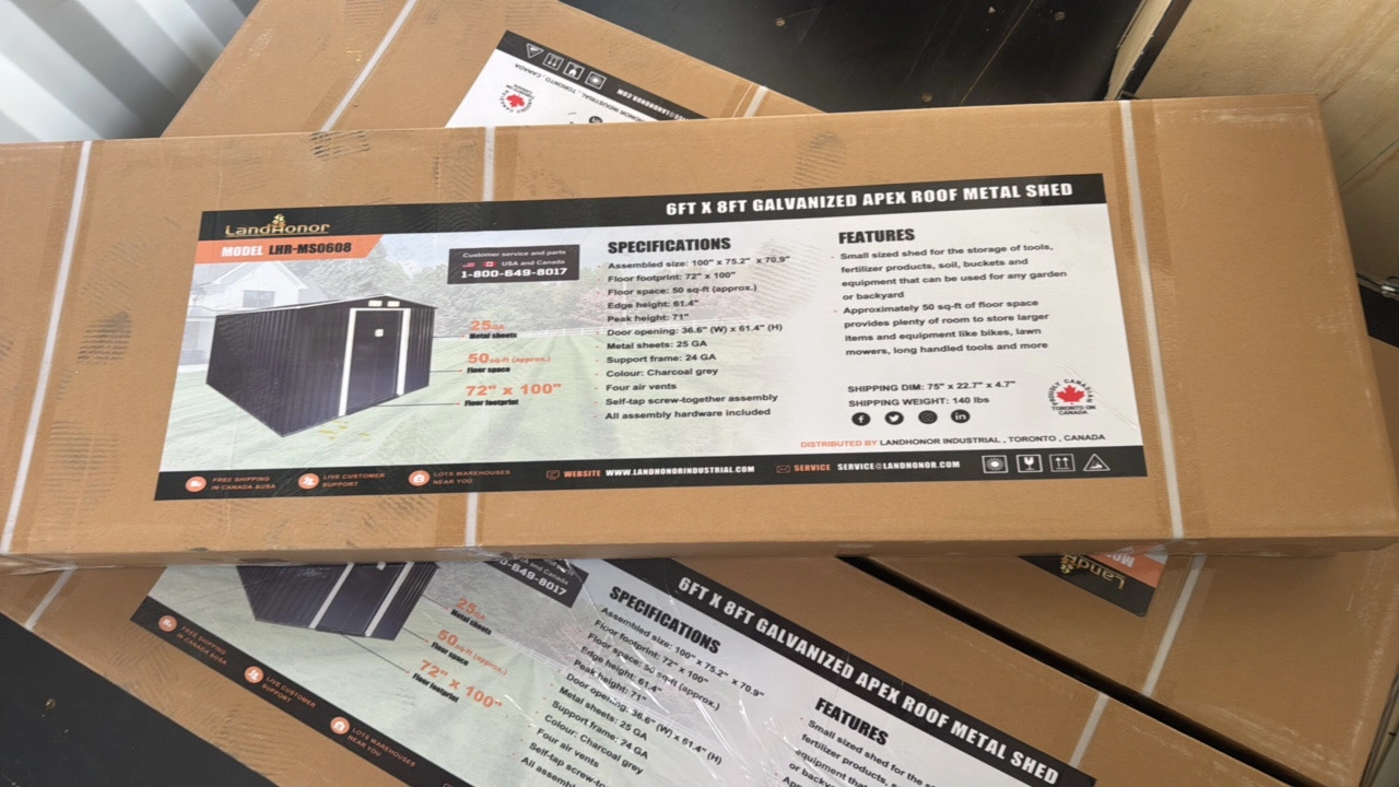 6ft x 8ft Galvanized Apex Roof Metal Shed	Landhonor	2025	Unused	LHR-MS0608