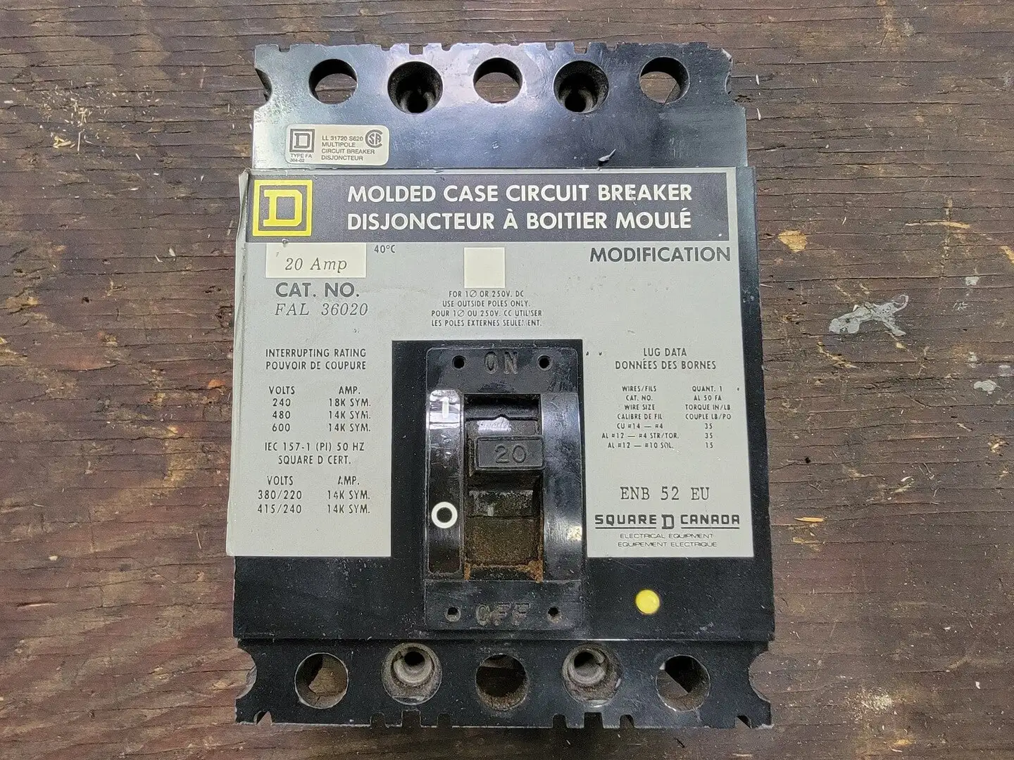 USED SQUARE D FAL36020