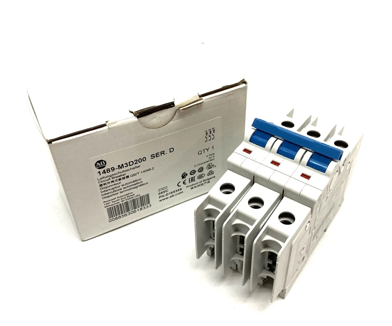 USED ALLEN-BRADLEY SER. D CIRCUIT BREAKER 3-POLE 20A