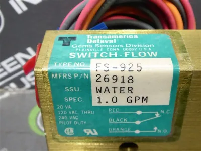 Transamerica Delaval FS-925 1.0 GPM Water Flow Switch New NIB
