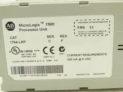 Allen Bradley 1764-LRP MicroLogix 1500 Processor Unit Ser C Rev F FRN 11