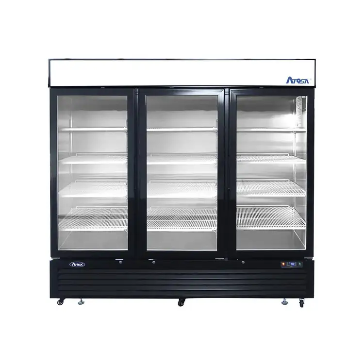 New | in-Stock Atosa New Atosa MCF8732GR Bottom Mount (2) Glass Door Merchandiser Freezer - 28.5 Cu Ft-Black Cabinet Display Freezers Illinois US | Falcon Restaurant Supply #1375436