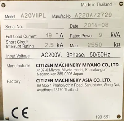 2014 CITIZEN A20VIIPL SCREW MACHINES, AUTOMATIC | Machinery Network (19)