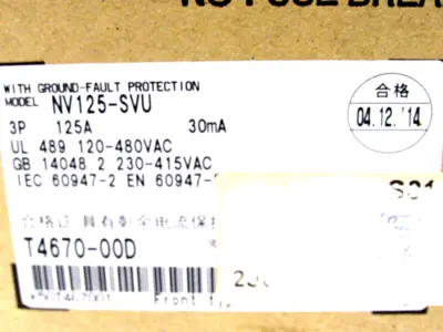 NEW MITSUBISHI NV125-SVU CIRCUIT BREAKER 3P 125A 30MA NV125SVU