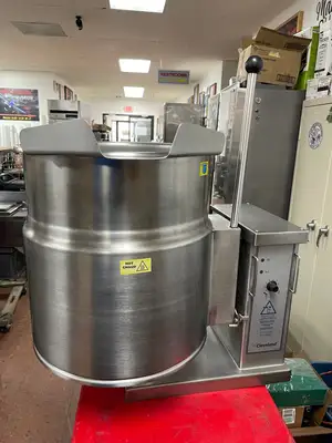 Used Cleveland Used Cleveland KET-12-T 12 Gallon Tilting 2/3 Steam Jacketed Electric Tabletop Kettle - 240V 3Ph Cooking Kettles Illinois US | Falcon Restaurant Supply #1375893