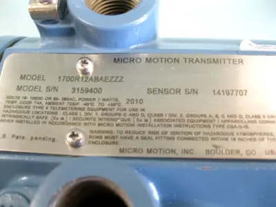 USED Micro Motion 1700 R12 AB AEZZZ
