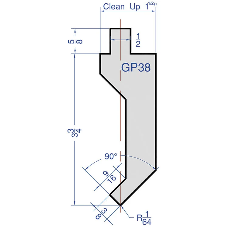 U13981 GP38 Gooseneck die 18 ga 10 ft
