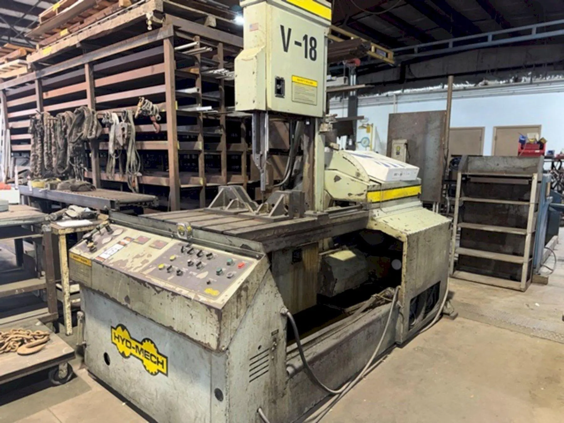 18" X 20" HYD-MECH MODEL #V-18 SEMI-AUTOMATIC VERTICAL BANDSAW: YOBRO #24580