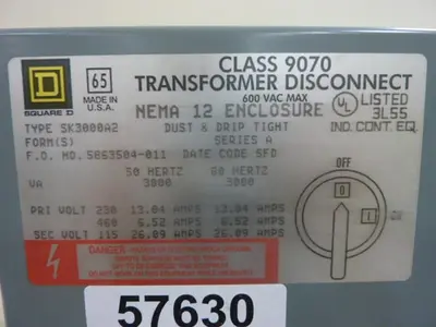 USED SQUARE D 9070-SK3000A2