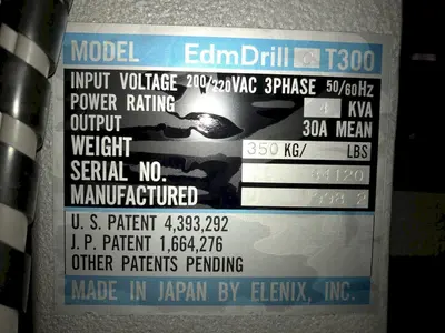 CURRENT (Made in Japan) "High Accuracy" MODEL CT300 CNC EDM Hole Driller
