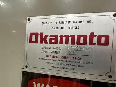 20" X 40" OKAMOTO MODEL #ACC-20-40EX CNC HORIZONTAL SURFACE GRINDER: STOCK #20991