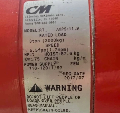 USED COLUMBUS MCKINNON LODESTAR RT