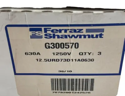 NEW FERRAZ SHAWMUT G300570 FUSES 630A 1250V 12.RURD73D11A0630 LOT OF 3