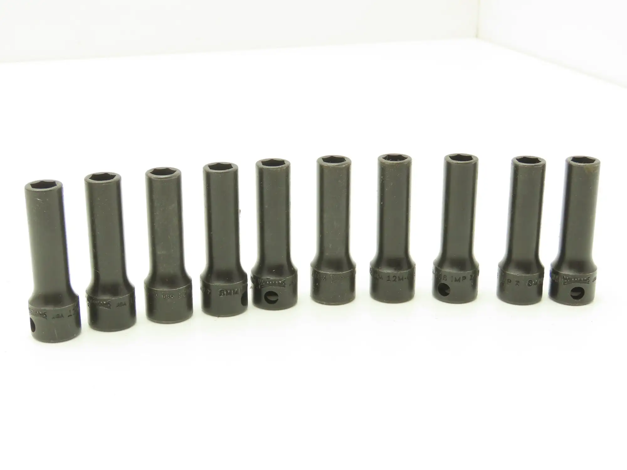 Williams 12M-608 IMP 3/8" Drive 8MM 6 Point Impact Socket Deep 2-1/8"L Lot of 10