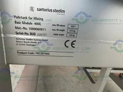 USED SARTORIUS STEDIM PRO MIXER DRIVE UNIT W/ 400 L BASE MODULE / TANK, BAGS
