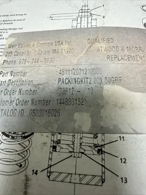 Used WEIR 481112071210000 Pump & Valve Parts Ohio US | Surplus Asset Holdings #1246571