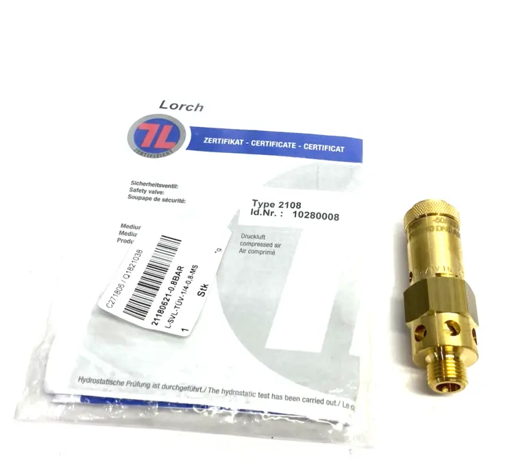 New | in-Stock Lorch Safety Valve Type 2108 21180621-0.8BAR, L-SVL-gepr.-1/4-0,8-MS Valves/Fittings Michigan US | Maverick Industrial Sales #1461074