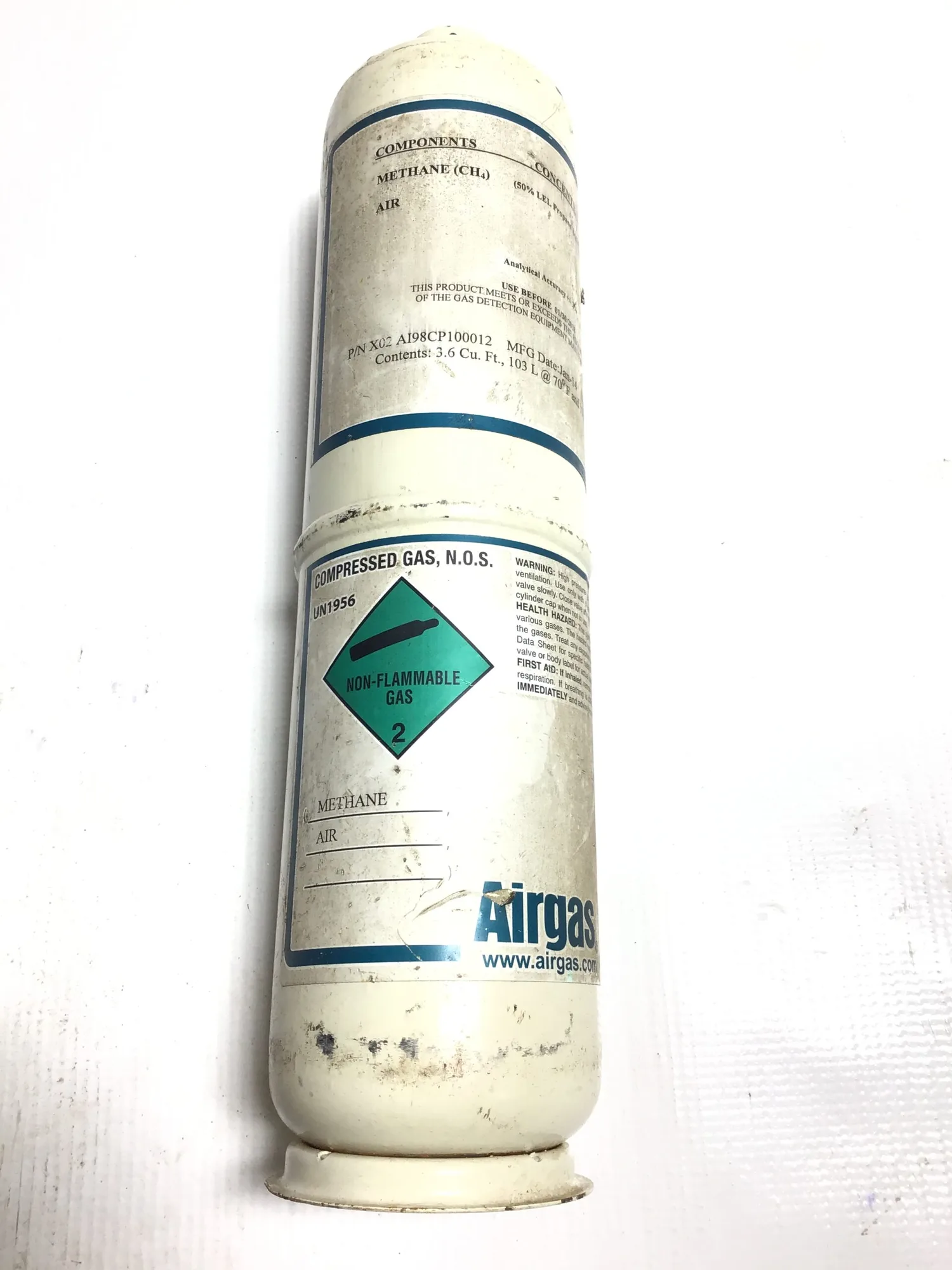 Airgas A198CP100012 Non Flammable Compressed Gas Cylinder