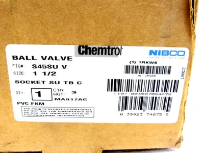 NEW NIBCO CHEMTROL S45SU-V BALL VALVE 1 1/2" S45SUV