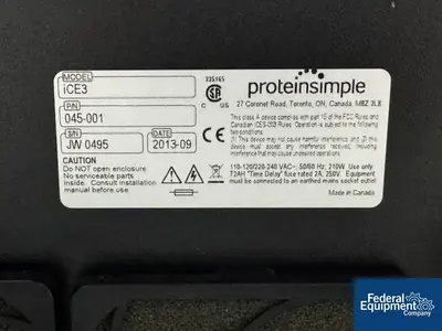 N/A Biotechne Proteinsimple Protein Analyzer, Model iCE3