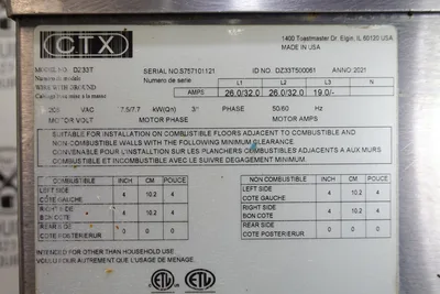 2021 MIDDLEBY MARSHALL CTX ELECTRIC TRIPLE STACK PIZZA CONVEYOR OVEN MODEL DZ33T