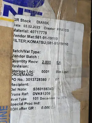 NEW KOMATSU 581-91-19110