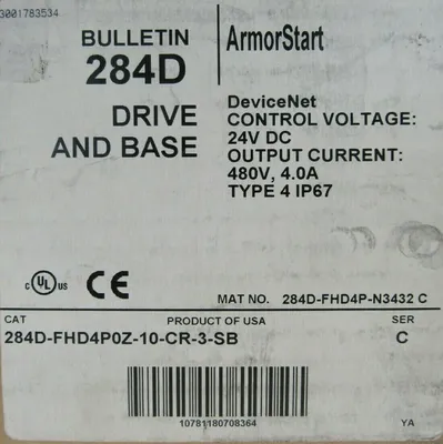 NEW ALLEN BRADLEY 284D-FHD4P0Z-10-CR-3-SB ARMORSTART DRIVE AND BASE SER.C