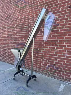 USED OMEGA DESIGN CORP 10 GALLON STAINLESS STEEL HOPPER 8' HEIGHT