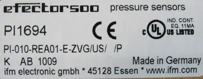 NEW EFFECTOR PI1694 PRESSURE SENSOR PI-010-REA01-E-ZVG/US/ /P