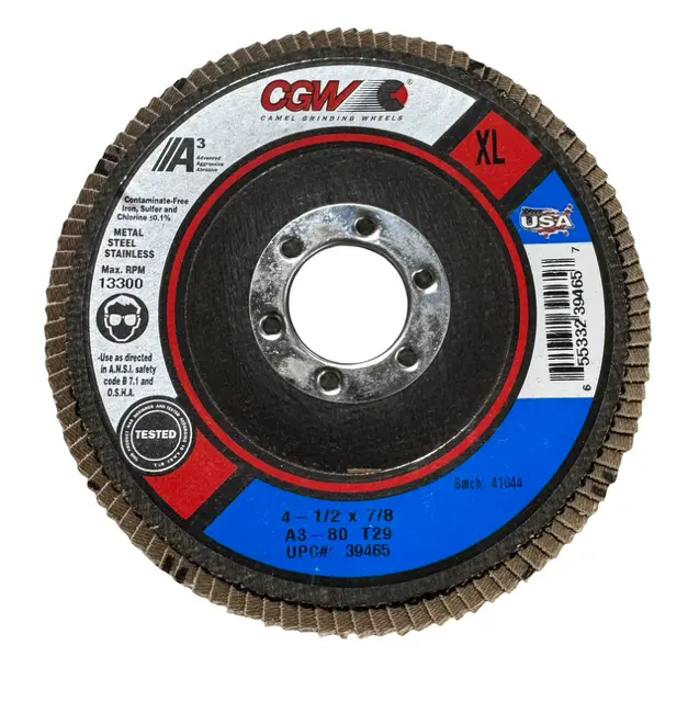 CGW 4-1/2" x 7/8" Flap Disc 80 Grit, T29, Aluminum Oxide USA Made