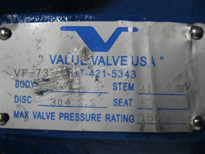 20" 150# Value Valve USA Lug Style DI/SS Butterfly Valve EPDM Seat NEW R16