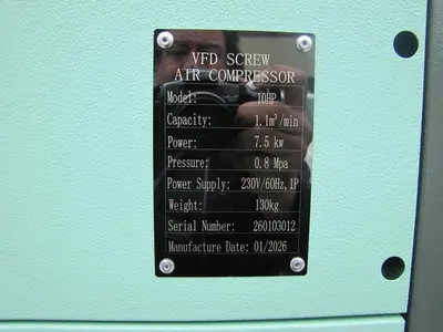 2026 Maximus 10 HP Rotary Screw Air Compressor VFD 230V Single Phase on 80G Tank