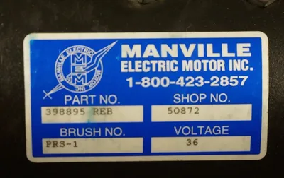 NEW MANVILLE 398895-REB ELECTRIC MOTOR 36V, 398895REB