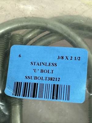 (6)  U-Bolts Stainless Steel Ubolt 3/8" x 2 1/2" Fast Shipping +Warranty