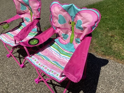 Two new Melissa & Doug Sunny Patch Cutie Pie Butterfly Kids Folding Chairs.